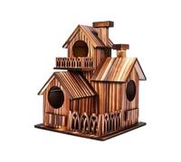 Outdoor Bird House - Wooden Nesting Box, 7.48 Inches Natural Sparrow Shelter with Perch Hole, Solid Pine Timber, Weatherproof Sloped Roof, for Garden Porch Patio Yard Backyard Tree