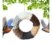 Outdoor Bird Nest, Handmade Fiber Refillable Decorative, 8 Inch Heart Shaped Nest Holder with Hanging Feature, Natural Fiber Bird Shelter with Rustic Finish, Garden Patio Yard Outside Home Decor