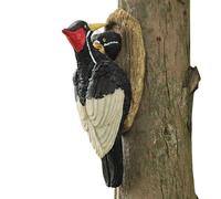 Outdoor Bird Statues - Woodpecker Resin Bird Figurine, Tree Trunk Ornament, Realistic Animal Sculpture, Decorative Garden Statue, Lawn And Porch Accent, Durable Patio Figurine, Hand-Painted Resin Dec