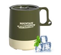 Outdoor Camping Mug - Leak-Proof Non-Slip Grip Cup with Lid | Large Capacity Coffee Cup for Hiking, Backpacking, Fishing, Climbing, Sports, Travel, Car, Home, Office, School Use