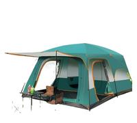 Outdoor Camping Tent Portable Rainproof Mosquito Proof Double Layer 3-5 People One Bedroom Hall Small Size(L Green Half)