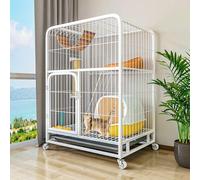 Outdoor Cat Cat Enclosure - Assembled Playpen for Indoor/Outdoor Use, Balcony Cats House with Platforms, Wheels, & Pull-out Tray for 1-3 Cats or Small Pets(White)
