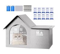 Outdoor Cat House, Foldable Cooling Tent, Portable Dog Shelter Ice Bags, Lightweight Pet Cave Bed with Ventilated Design for Balcony, Travel, Beach, Apartment, Patio Comfort