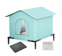 Outdoor Cat House, Insulated Warm Pet Kitten Nest Cave, Outside Cat House Weatherproof with Mat and Doors For Patio Backyard Garden Lawn Yard Porch