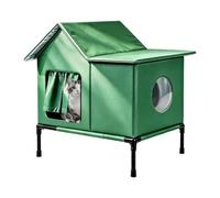 Outdoor Cat House - Insulated Weatherproof Shelter, Raised Base for Garden | Size 51x42x40cm | Weatherproof Waterproof Enclosed Foldable Shelter | 12cm Raised Frame, Foam Layer, for Patios, Backyard, Ga