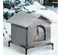 Outdoor Cat House, Waterproof Cat Shelter, Insulated Outdoor Cats House for Winter, Oxford Cloth with Sponge Layer & Raised Floor, for Barn, Porch,Backyard (1,S)