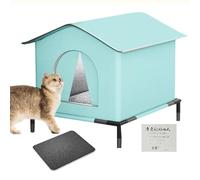 Outdoor Cat House, Weatherproof Pet Shelter, Insulated Warm Mat, Door Design, Cat Nesting Cave for Backyard, Patio, Garden, Porch, and Lawn All-Season Protection, 15.75x12.99x12.99 Inches