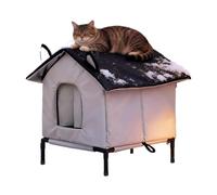 Outdoor Cat House Weatherproof | Warm Insulated Elevated Dog Shelter