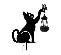 Outdoor Cat Stake, Solar Garden Lamp, Metal Decorative Light, Solar Powered Yard Ornament, Waterproof Night Glow Stake for Lawn Garden Patio Outdoor Landscape Decoration Use 21.65x14.17 Inches