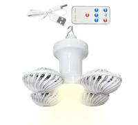 Outdoor Ceiling Fan, LED Solar Light, 380g Portable Air Circulator, Remote Controlled Lantern Unit, Three Speed Rechargeable Device for Camping Bedroom Tent Beach Picnic Hiking