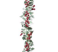 Outdoor Christmas Garland, Flexible Realistic Christmas Decor For Staircase, 5.9 Ft Berry Winter Garland, Stair Railing Porch Front Door Fireplace Mantle Home