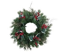 Outdoor Christmas Wreath Pine Needle Decor Artificial Wreath | Christmas Real Touch Greenery For Outdoor Indoor Entryway Fireplace Winter Holiday Store Cafe Shopping Window LivingRoom