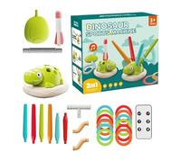 Outdoor Dinosaur Game, Dinosaur Rocket Toy, Kids Sensory Playset, Skipping Rope, Ring Toss Launcher, Multifunctional Remote Control, Built-In Music for Boys and Girls