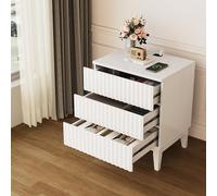 OUTDOOR DOIT LED Mesita de Noche - para 3 Cajones y Sensor Automático,Mesillas de Noche Inteligente con Iluminación de 3 Colores y USB Type-C,Mesita de Noches Moderna Adecuada para Dormitorio,Blanco