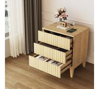 OUTDOOR DOIT LED Mesita de Noche - para 3 Cajones y Sensor Automático,Mesillas de Noche Inteligente con Iluminación de 3 Colores y USB Type-C,Mesita de Noches Moderna Adecuada para Dormitorio,Natural