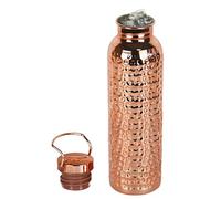 Outdoor Electroplated Textured 304 Stainless Steel L-Shaped Handle Sports Bottle | Ayurvedic Imitation Copper Water Bottle | 800ml Leak Proof - For Gym Hiking Camping BPA Free Vacuum Insulated