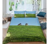 Outdoor family fun Funda de Edredón Microfibra de poliéster Tres Piezas Diseño 3D con Cremallera Outdoor family fun Funda Edredon incluye Fundas de Almohada Transpirable for niños Single（135x200cm）