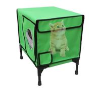 Outdoor Feral Cat House, Winter Feral Cat Elevated Shelter, Strong Metal Structure Pet Sleeping Tool, Ideal for Garden, Balcony, Barn, Porch, and Yard, Withstand Extreme Weather