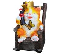 Outdoor Figurine Lights - Waterproof Sculpture Color Changing LED Lights | Cat Yard Statues Outside Sculpture For Lawn Patio | Pathway Porch Deck Balcony Courtyard Garden | Solar Powered Resin Cat Roc