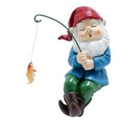 Outdoor Fishing Gnome - Escultura de resina pintada a mano | Figuras decorativas de jardín para puentes, yardas y características de agua | Funny Little Fisherman Gift for Anglers with Rustic Charm