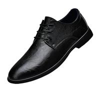 Outdoor Formal Shoes for Men Burnished Leather Lace-up Brogue Non Slip Anti-Slip Block Heel Wedding Shoes(Noir,42 EU)