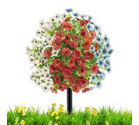 Outdoor Garden Fake Flowers, Artificial Ball Flowers Decor, 56cm/22.04inch with Ground Spike, Uv Resistant Faux Boxwood Plants, Weatherproof Potted Greenery for Outdoor Garden Yard Porch Balcony