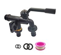 Outdoor Garden Water Faucet, Wall Mount Brass Hose Connector With Double Outlets, 1/2 Inch Inlet Heavy Duty Frost-Proof Tap,Perfect For Patio, Balcony, Yard, Irrigation, 5.91x4.33 In