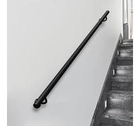 Outdoor Grab Rail｜Wall Mount Handrail for Stairs Steps｜1ft -20ft Black Metal Wrought Iron Round Pipe Hand Rails Villa Loft Safety Banister for Decor - Complete Kit(60cm)