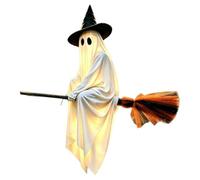 Outdoor Halloween Decor Lighted Ghost On Broom Garden Soft Playful At Decor