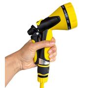 Outdoor Hose Nozzle, Adjustable Sprinkler, 8.27x5.91x2.76 Inches Heavy Duty Tool, 10 Pattern Sprayer with Balanced Grip, Accessory for House Deck Faucet Blower Poolside, Supply for Travel Picnic Party