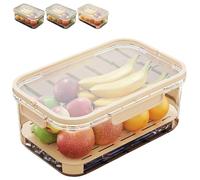 Outdoor Ice Preservation Box Kitchen Refrigerator Storage Box, Snackle Box Container with Ice Pack, Clear Ice Preservation Holder with Drain Divider for Camping Picnic (Beige, 1 pieza)