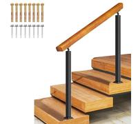 Outdoor il para escaleras de madera de 3 peldaños - Barandilla de madera maciza y hierro forjado para porche/escalones de cemento - ideal para 1-3 escalones, solución de seguridad duradera