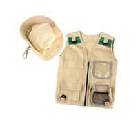 Outdoor Kit,young Kid's Khaki Vest And Hat Comfortable And Durable Explorer Costume Role Play Toy