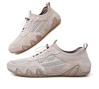 Outdoor Mesh Trail Shoes,Men's Summer Breathable Shoes,Non-Slip Casual Sports Sneakers for Driving Hiking & Walking Loafer Moccasin (Beige,EUR 45)