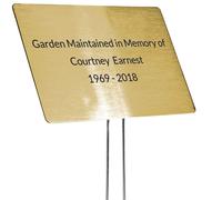 Outdoor Metal Garden Sign Label or Memorial 4 x 2 or 6 x 4 sign with rounded corners and a 10 stake Materials Include