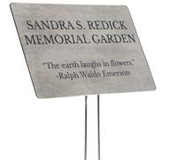 Outdoor Metal Garden Sign Label or Memorial 4 x 2 or 6 x 4 sign with rounded corners and a 10 stake Materials Include