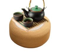 Outdoor Ottoman Pouf - Rattan Ottoman | Waterproof Outdoor Ottomans | Tatami Floor Cushion | Round Woven Poufs And Ottomans For Home Garden Coastal Living Porch Exterior Deck Poolside Seating