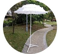 Outdoor Patio Beach Parasol, Adjustable Height, Balcony, Swimming Pool, Terrace, Garden, Sun Umbrella, with Iron Triangle Stand, White