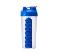 Outdoor Pill Box 600ml Sports Plastic Water Bottle Combine Daily Pill Boxes Organizer Drinking Bottles Leak-Proof Bottle,Azul