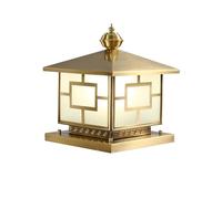 Outdoor Pillar Lamp Outdoor Square Post Light Waterproof Copper Glass Pillar Lamp Landscape Exterior Column Headlight For Garden Patio Fence Flat Surface Pathway Front/Ba-One Color-30cm/11.8in