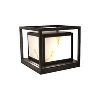 Outdoor Pillar Lamp Square Solar Led Column Lamp Waterproof Outdoor Pillar Light Imitation Marble Lantern Post Light For Garden Courtyard Fence Porch Street Lantern To-One Color-26*26*22cm
