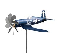 Outdoor Pinwheel Spinner - White Blue Garden Windmill, Sturdy Stake Design, Weatherproof Decorative Accent | Lawn Terrace Courtyard Ornament for Party Backyard Patio Fun Charming Display