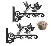 Outdoor Plant Hanger - Iron 10.24 Inches, Wall Mounted Bracket Set, Bird Design Hooks | Metal Flower Basket Holder, Lantern Wind Chime Rack For Balcony Garden Patio Yard Indoor Use