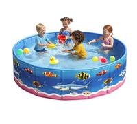 Outdoor Pool - Round Sea Themed Bathtub, Foldable No Inflation Design, Cartoon Underwater Print Pattern, Durable Puncture Resistant PVC | Perfect for Boy Girl Pet Patio Backyard Summer Play