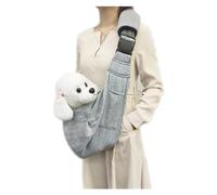 Outdoor Portable Pet Sling, Foldable Dog and Cat Carrying Bags with Thickened Shoulder Pad, Breathable Walking Pet Carriers with Mesh Tightening Mouth, Adjustable Shoulder Strap Pet Crossbody Bag(Grey