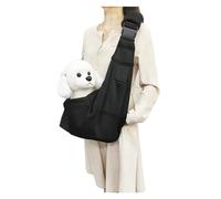 Outdoor Portable Pet Sling, Foldable Dog and Cat Carrying Bags with Thickened Shoulder Pad, Breathable Walking Pet Carriers with Mesh Tightening Mouth, Adjustable Shoulder Strap Pet Crossbody Bag(Blac