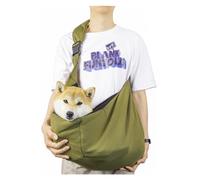 Outdoor Portable Pet Sling, Foldable Dog and Cat Carrying Bags with Thickened Shoulder Pad, Breathable Walking Pet Carriers with Mesh Tightening Mouth, Adjustable Shoulder Strap Pet Crossbody Bag(Gree