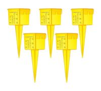 Outdoor Rain Gauges - 5.31x1.57 Inches Rain Measure Gauge | Translucent Yellow Water Meter | 5 Pcs Reusable Meters with Stake | Sprinkler Catch Cups Rainfall Measuring Tool for Garden Backyard
