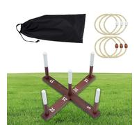 Outdoor Ring Tossing Toys Lawn Game Set with Carry Bag, 0.72kg Solid Wood Base and Rope Wood Rings, Portable Yard Backyard Beach Camping Picnic Family Summer Party School Entertainment Fun