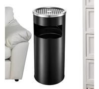 Outdoor Rubbish Bin - Stainless Steel 30L 61x25cm | Free Standing Trash Can With Ashtray Lid, Commercial Waste Container With Cover, Garbage Bin | For Porch Yard Hotel Bar Toilet Public Spaces Use